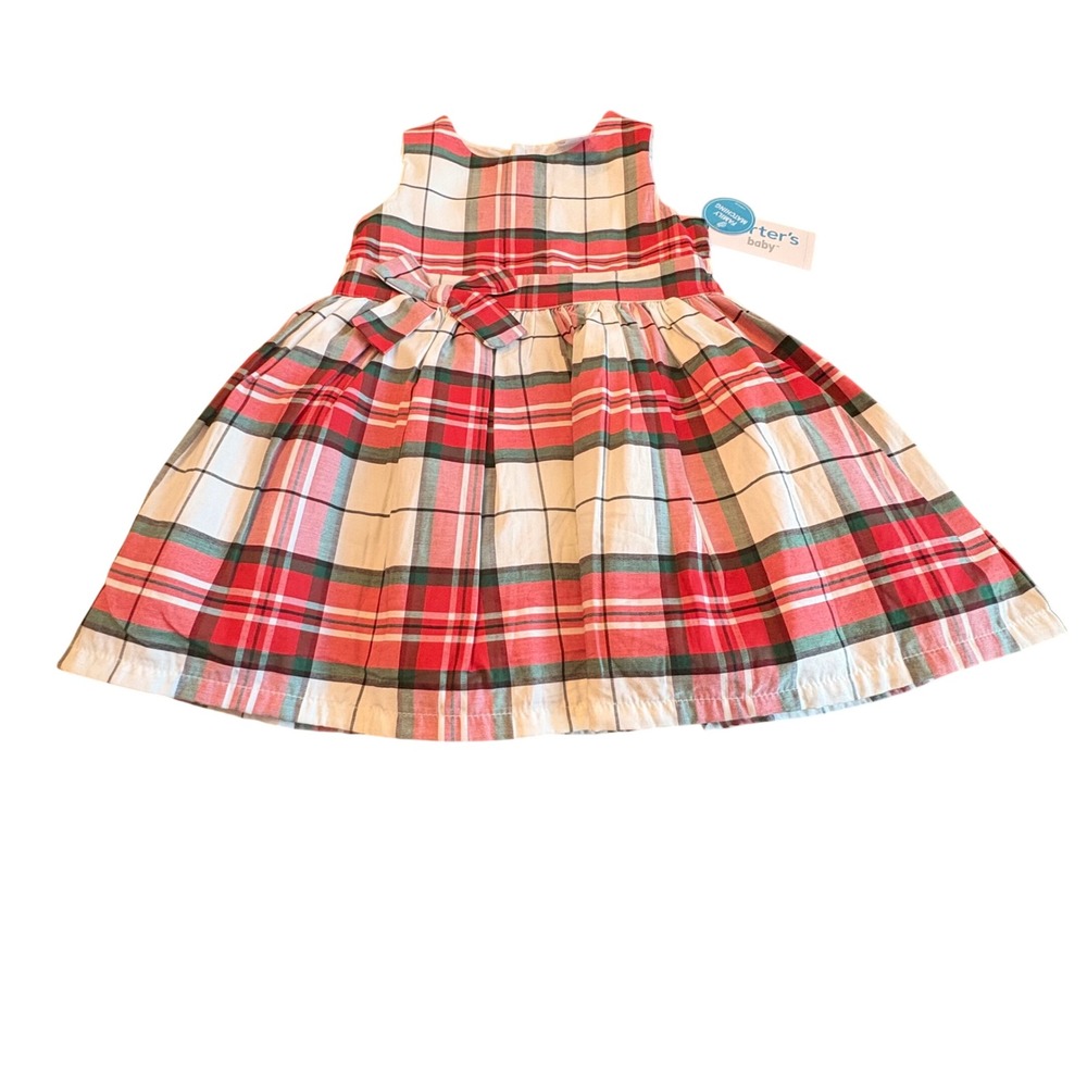 Carters Baby Girls 12M Red Green Plaid Christmas Holiday Dress with Bloomers NWT